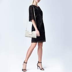 Pre Owned Fendi White Leather Business 3 Pocket Mini Crossbody Bag