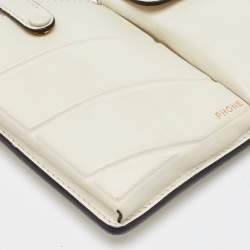 Pre Owned Fendi White Leather Business 3 Pocket Mini Crossbody Bag