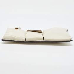 Pre Owned Fendi White Leather Business 3 Pocket Mini Crossbody Bag