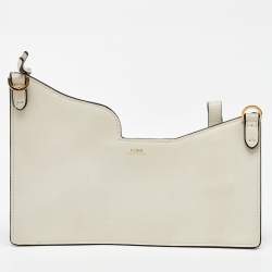 Pre Owned Fendi White Leather Business 3 Pocket Mini Crossbody Bag