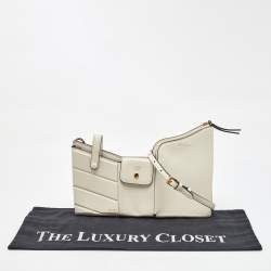 Pre Owned Fendi White Leather Business 3 Pocket Mini Crossbody Bag