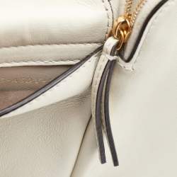 Pre Owned Fendi White Leather Business 3 Pocket Mini Crossbody Bag