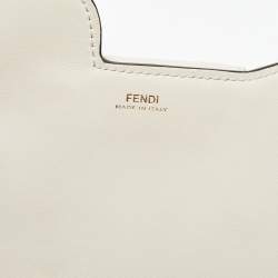 Pre Owned Fendi White Leather Business 3 Pocket Mini Crossbody Bag