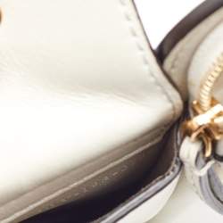 Pre Owned Fendi White Leather Business 3 Pocket Mini Crossbody Bag