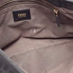 Pre Owned Fendi Black Zucca Canvas and Patent Leather Large Mia Flap Bag