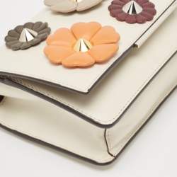 Fendi Off White Leather Flowerland Tube Chain Clutch