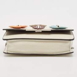 Fendi Off White Leather Flowerland Tube Chain Clutch