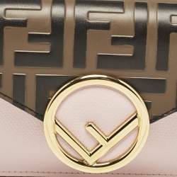 Fendi Light Pink/Tobacco Zucca Leather Kan I F Convertible Belt Bag