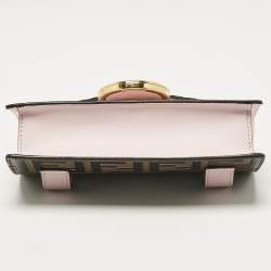 Fendi Light Pink/Tobacco Zucca Leather Kan I F Convertible Belt Bag