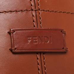Fendi Pequin Tobacco Canvas and Leather 2Bag Satchel