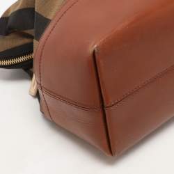 Fendi Pequin Tobacco Canvas and Leather 2Bag Satchel