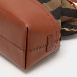 Fendi Pequin Tobacco Canvas and Leather 2Bag Satchel