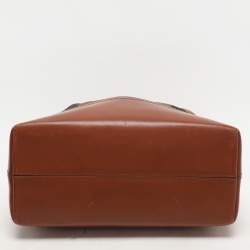 Fendi Pequin Tobacco Canvas and Leather 2Bag Satchel