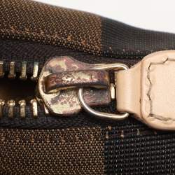 Fendi Pequin Tobacco Canvas and Leather 2Bag Satchel