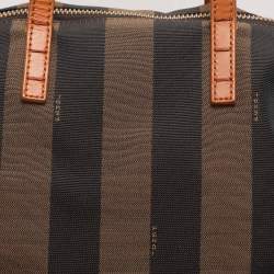Fendi Pequin Tobacco Canvas and Leather 2Bag Satchel