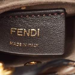 Pre Owned Fendi Black/Brown Zucca Embossed Leather and Wicker Mini Flip Shoulder Bag