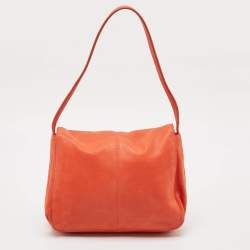 Pre Owned Fendi Orange Nubuck Leather Mama Baguette Bag