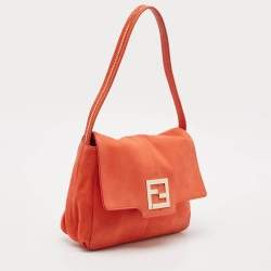 Pre Owned Fendi Orange Nubuck Leather Mama Baguette Bag