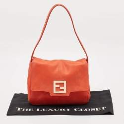 Pre Owned Fendi Orange Nubuck Leather Mama Baguette Bag