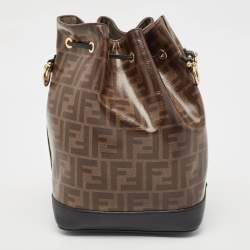 Fendi Brown/Black Zucca Coated Canvas and Leather Mon Tresor Bucket Bag