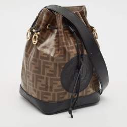 Fendi Brown/Black Zucca Coated Canvas and Leather Mon Tresor Bucket Bag