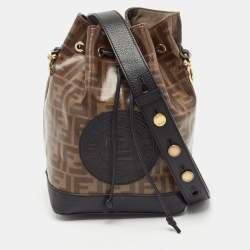 Fendi Brown/Black Zucca Coated Canvas and Leather Mon Tresor Bucket Bag