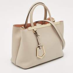 Fendi Light Grey Leather Small 2Jours Tote