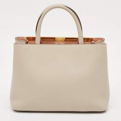 Fendi Light Grey Leather Small 2Jours Tote