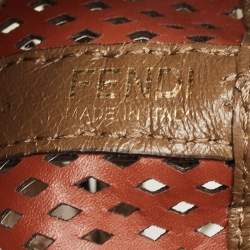 Fendi Olive Green/White Perforated Leather Mini Mon Tresor Bucket Bag