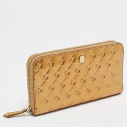Fendi Gold Embossed Patent Leather Fendilicious Continental Wallet
