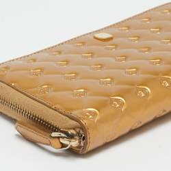 Fendi Gold Embossed Patent Leather Fendilicious Continental Wallet