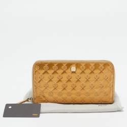Fendi Gold Embossed Patent Leather Fendilicious Continental Wallet
