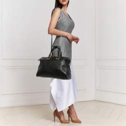 Pre Owned Fendi Black Pebbled Leather Large Chameleon Satchel