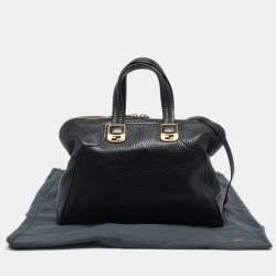 Pre Owned Fendi Black Pebbled Leather Large Chameleon Satchel