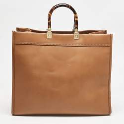 Fendi Brown Leather Large Sunshine Shopper Tote