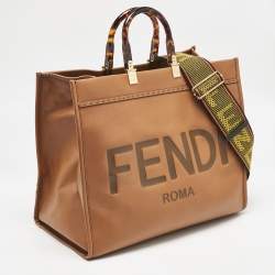 Fendi Brown Leather Large Sunshine Shopper Tote