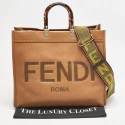 Fendi Brown Leather Large Sunshine Shopper Tote