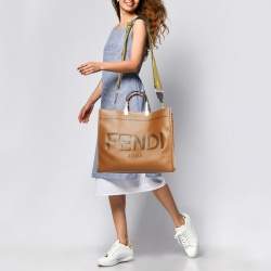 Fendi Brown Leather Large Sunshine Shopper Tote