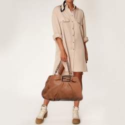 Pre Owned Fendi Brown Leather Large Mia Shoulder Bag