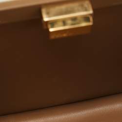 Pre Owned Fendi White/Brown Leather Small Peekaboo ISeeU Top Handle Bag