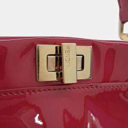 Fendi Red Patent Leather Peekaboo Mini Satchel Bag