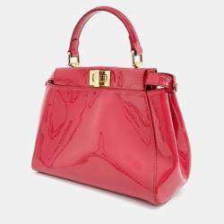 Fendi Red Patent Leather Peekaboo Mini Satchel Bag