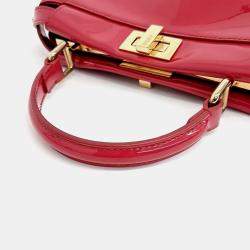 Fendi Red Patent Leather Peekaboo Mini Satchel Bag