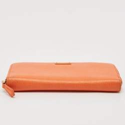 Fendi Orange Leather Zip Continental Wallet