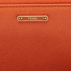 Fendi Orange Leather Zip Continental Wallet