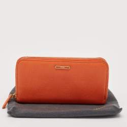 Fendi Orange Leather Zip Continental Wallet
