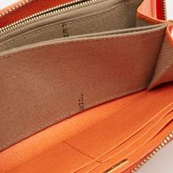 Fendi Orange Leather Zip Continental Wallet