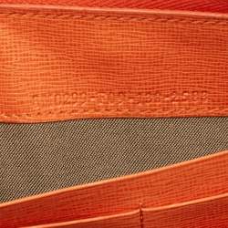 Fendi Orange Leather Zip Continental Wallet
