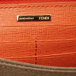 Fendi Orange Leather Zip Continental Wallet