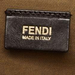Pre Owned Fendi Brown/Black Zucca and Leopard Print Canvas Large Chef Tote